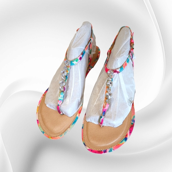 Report Toucan Women's Colorful Gemstones Embellished Flat Sandals - Picture 2 of 16